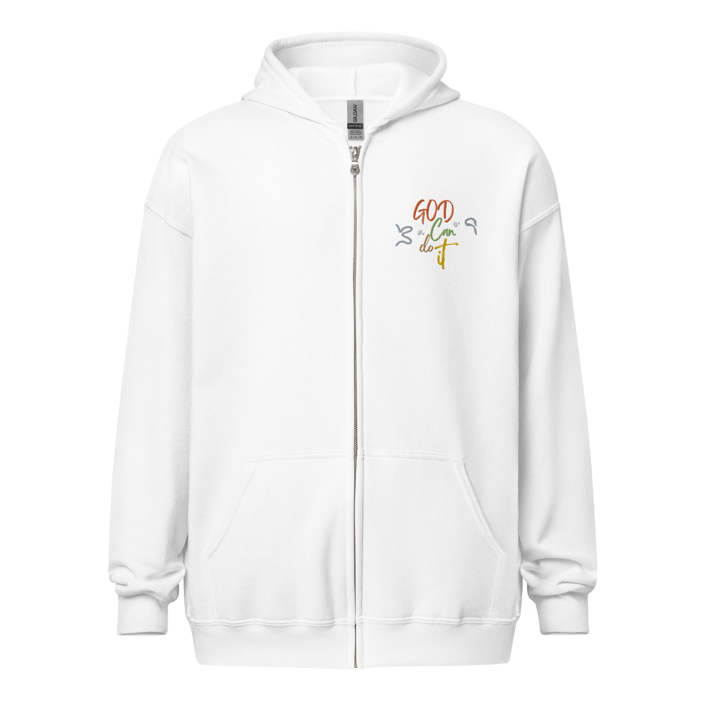 GOD Can Do It - Embroidered Unisex heavy blend zip hoodie